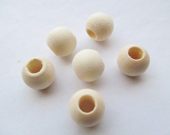 10mm Unfinished Round Ball Natural Wood Spacer Beads Charm Finding,Big Hole Middle,DIY Accessory Jewelry Making