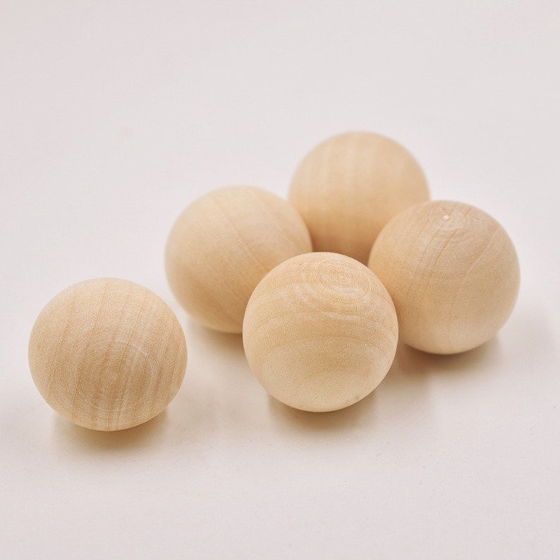 No HoleGood Polished 20mm Unfinished Round Ball Natural Wood Beads Charm Finding,DIY Accessory Jewelry Making image 3