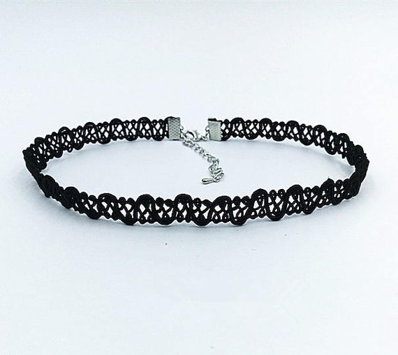 12mm breit 13inches schwarz Tattoo Halsband, elastische Stretch Halskette,  elastische Gnseblmchen Spitze Halsband Halskette - Etsy.de