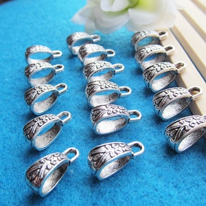 50pcs Mix Silver P Bails Beads Connectors – Big Hole Fit For Charm Bracelet Making (SY03)