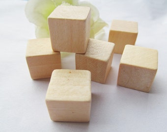 15mm Large No Hole Unfinished Square Natural Wood Spacer Beads Charm Finding,Cubic Wooden Beads,DIY Accessory