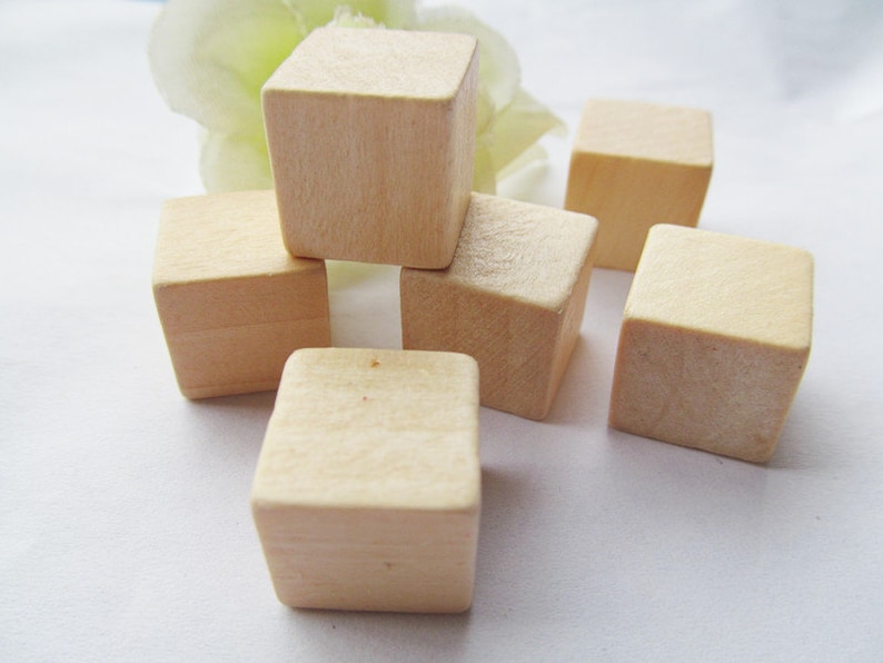 15mm Large No Hole Unfinished Square Natural Wood Spacer Beads Charm Finding,Cubic Wooden Beads,DIY Accessory image 1