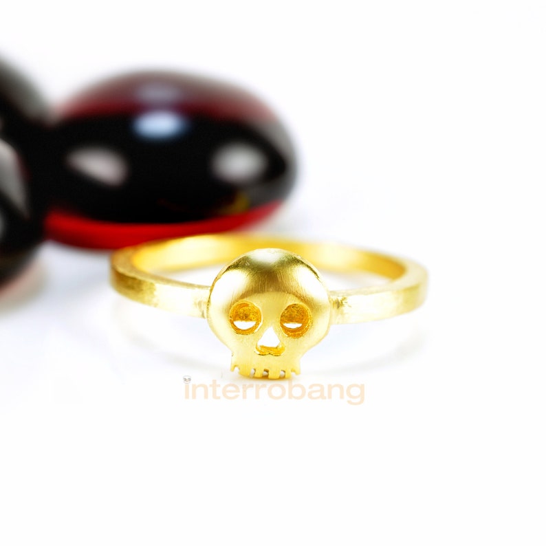 Miniature Skull Ring in Butterscotch Made From Sterling Silver Etsy