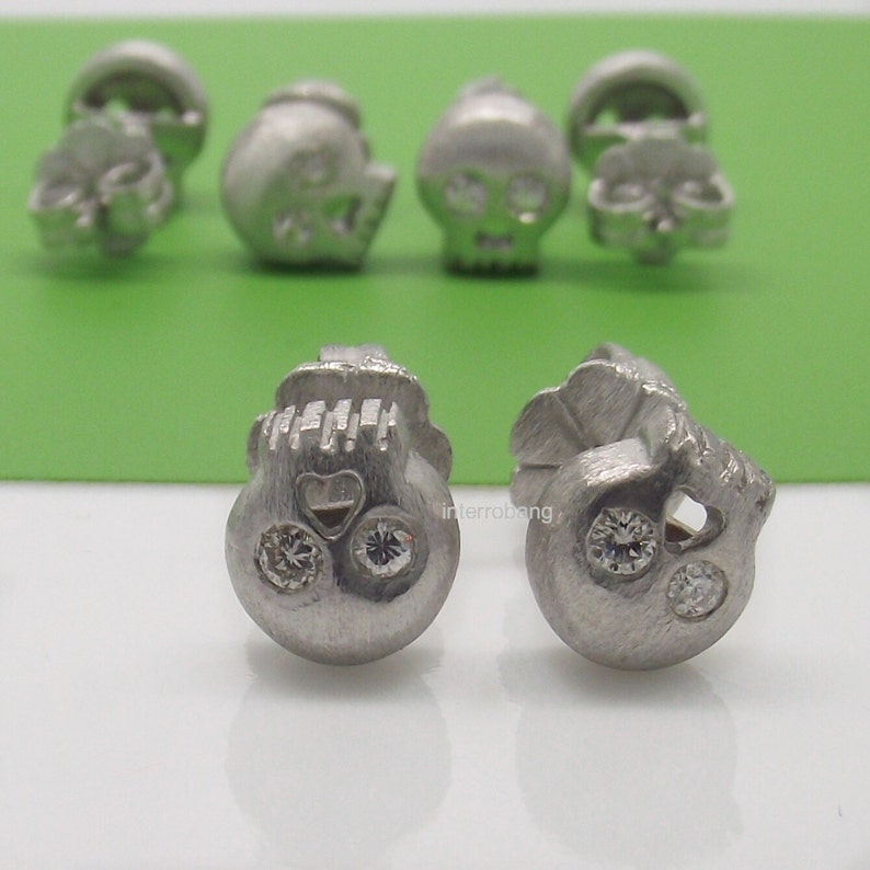 Men's stud earrings antarctic diamond skull stud image 4