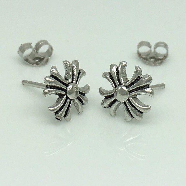 Sterling silver cross stud earrings, sterling silver equal arm cross stud earrings, men's stud earrings, cross post stud earrings, 466A
