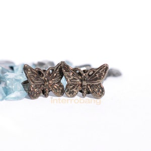 Midnight butterfly stud earrings, stud earrings, black gold stud earrings, small stud earrings, sterling silver post studs, handmade studs