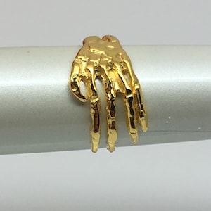 Gold ear cuff, skeleton hand ear wrap, cartilage earring, yellow gold ear cuff, simple ear cuff, men's earring E103Y