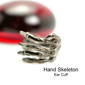 Nebulous skeleton ear cuff, death grip ear wrap, cartilage earring, black gold ear cuff, simple ear cuff, men&#39;s earring, 103N
