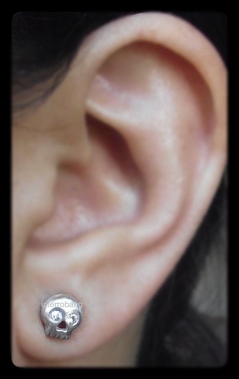 Men's stud earrings antarctic diamond skull stud image 3