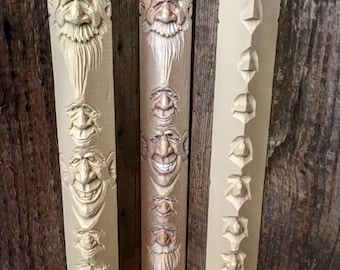 face carving study stick stages