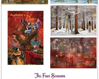 Four Seasons (plus 1) - set of 5 greeting cards honoring seasons, holydays, Nature, holidays, joy, dance, play, tales, passage, time, change