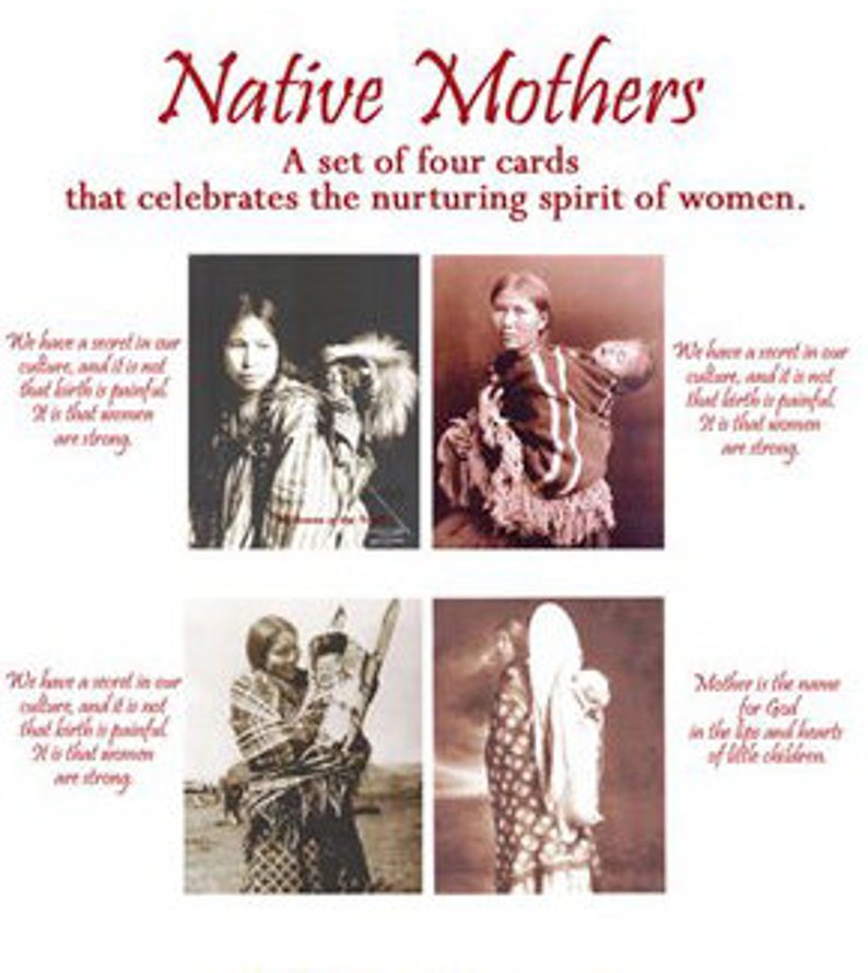 Native Mothers set of 4 greeting cards honoring mothers, motherhood, babies, love, nurture, baby, maternity, image 1