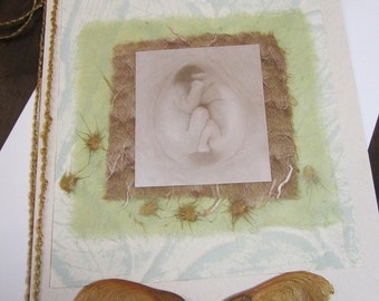 Yin-Yang - twin handmade card honoring motherhood, baby, Rumi, Ann Geddes, Nature, Nurture, love, inspiration, pregnant, maternity, birth
