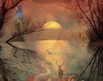 Wheel of the Year - collaged greeting card honoring holydays, sabbats, Mabon, Autumn equinox, harvest, fall, september, balance