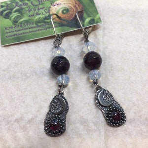 Snake Medicine sterling earrings with Indian ruby, handmade lampwork glass, dichroic glass, serpent, snake, Medusa, healing, Mother's Day image 6