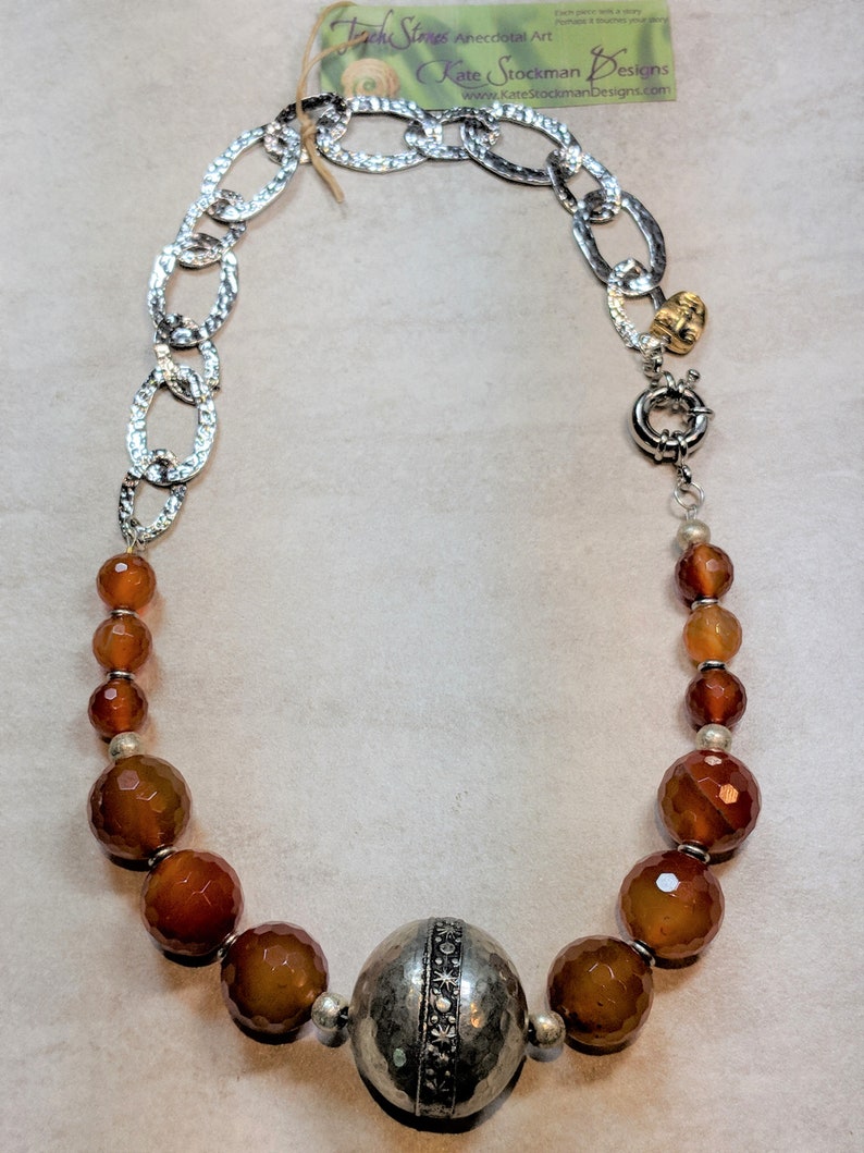 warrior handmade Moroccan silver bead Full Moon Drum queen metals carnelian hand-hammered, fire Berber bead priestess celestial
