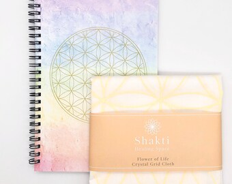 Crystal Grid/ Altar Cloth + Flower of life Journal