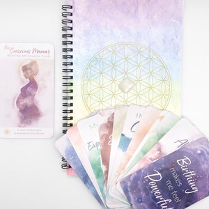 Divine Mama ~ Birthing Affirmation Card + Flower of Life Journal set