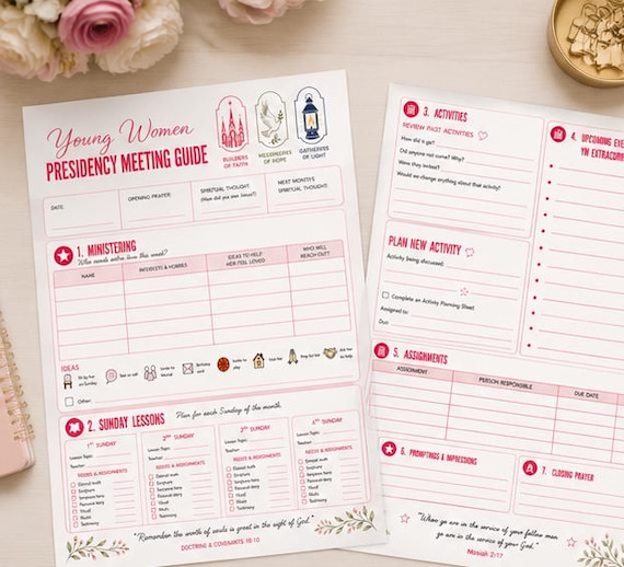 LDS Young Women Presidency Meeting Planner | Class Presidency Agenda | YW Leadership Printable | Digital Download
