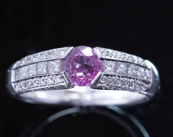 Preloved Natural Pink Sapphire and Diamond Gold Ring