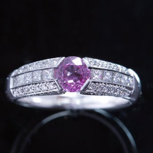 Preloved Natural Pink Sapphire and Diamond Gold Ring
