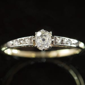 Antique Art Deco Diamond Gold and Platinum Solitaire Engagement Ring