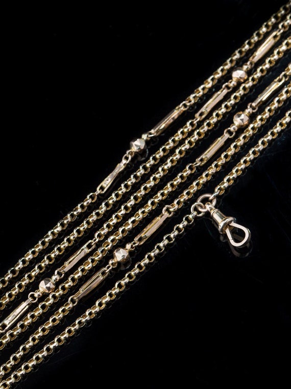 Victorian Gold Fancy Link Long Guard Chain