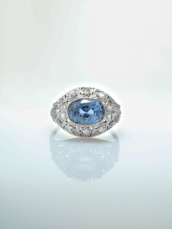 Art Deco  natural colour change Ceylon Sapphire a… - image 4
