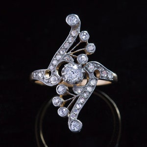 Art Nouveau Dreamy 1.20 Ct Diamond Statement Romantic Ring