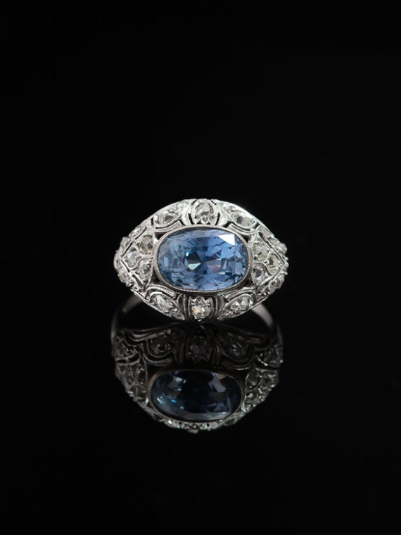 Art Deco  natural colour change Ceylon Sapphire a… - image 1