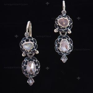 Georgian Diamond Day and Night Gold Earrings