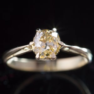 Romantic 1.12 Ct Natural Fancy Yellow Diamond Solitaire Ring