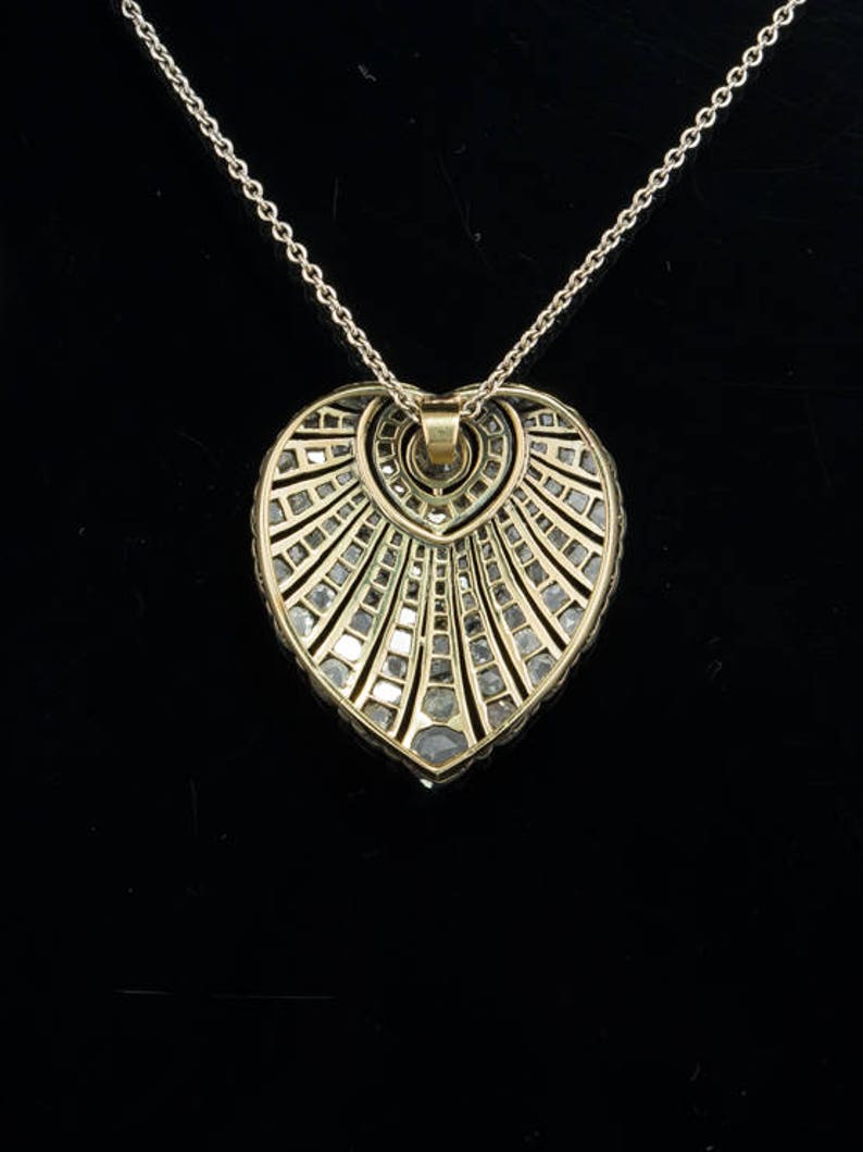 Art Deco Rare 3.48 Ct Diamond Elegant Heart Love Pendant Etsy