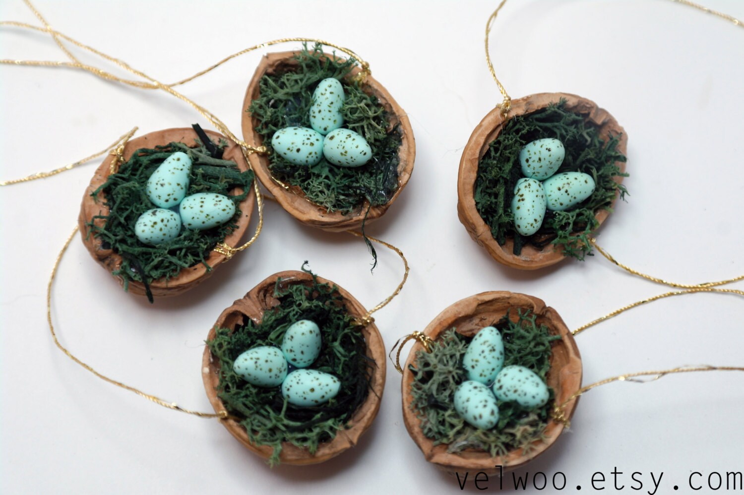 Set of Bird Nest Ornaments Christmas Tree Bird Eggs Woodland Etsy UK