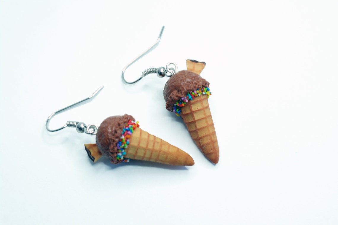 Chocolate Ice Cream Earrings Miniature Food Jewelry Polymer Etsy