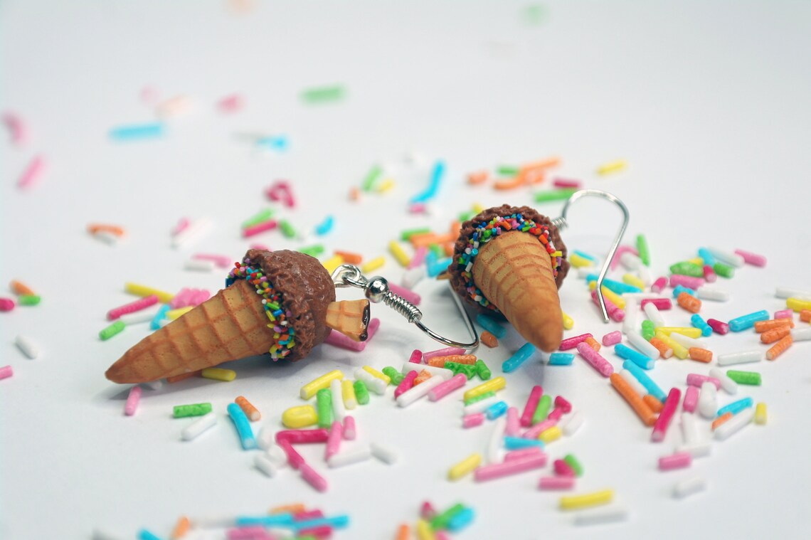 Chocolate Ice Cream Earrings Miniature Food Jewelry Polymer Etsy