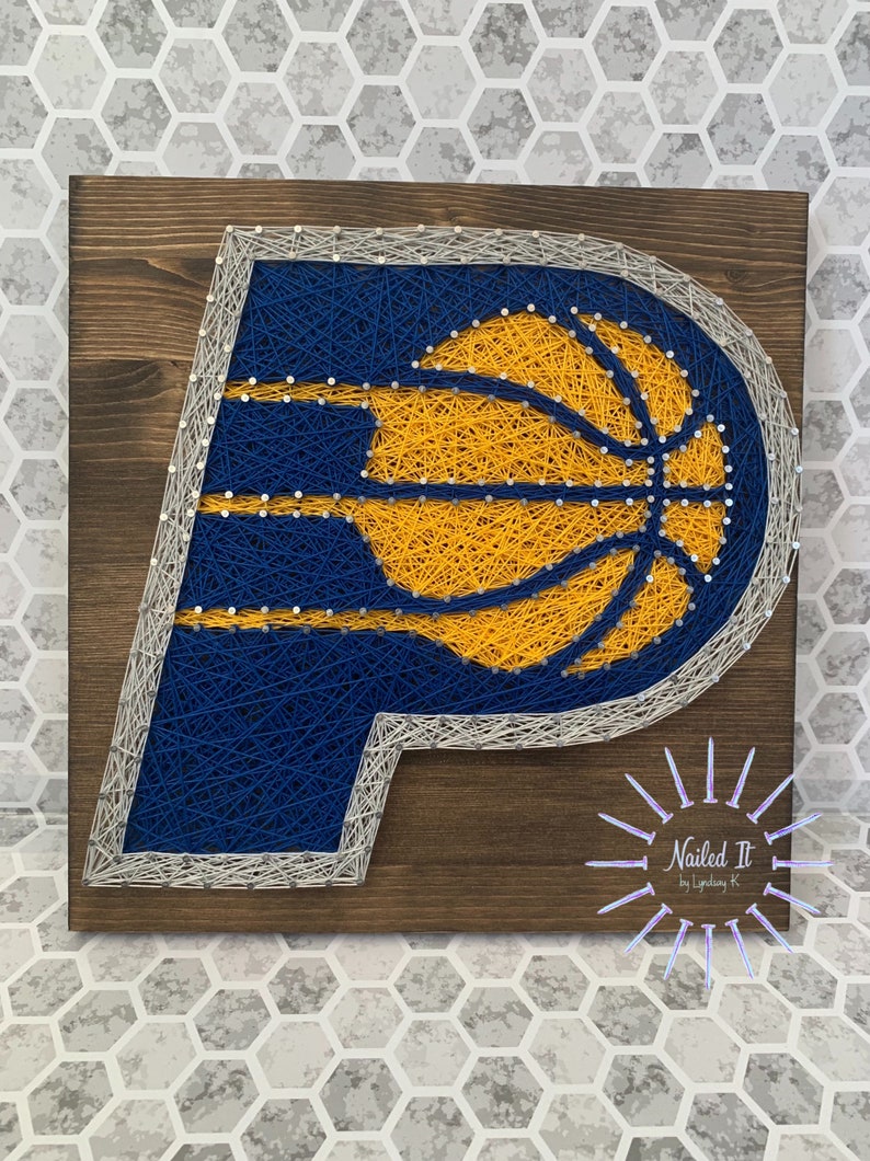 Indiana Pacers string art, Indiana Pacers art, Pacers logo, string art, basketball, sports fan art, Fathers Day gift image 1