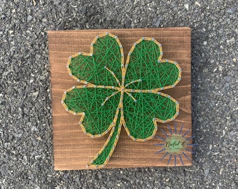 Shamrock Saint Patrick/'s Day Irish Holiday Green and Gold String Art Wood Sign