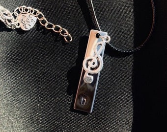 Initial with music note/cross necklace