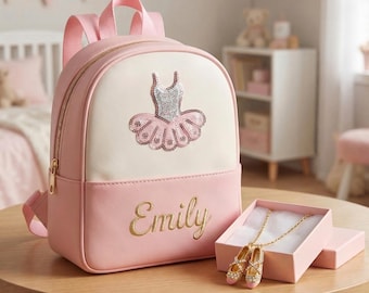 Personalized Ballet Tutu Backpack for Girls, Kids Dance School Bag with Name Embroidery