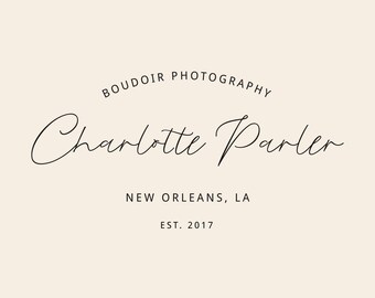 Simple Feminine Minimalist Logo Design | Semi-Custom Premade Logotype | Modern Organic Natural Luxury Boutique Brand, Classic Elegant Design