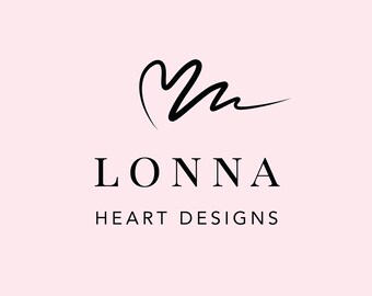 Playful Feminine Art Logo Design | Semi-Custom Premade Logotype | Modern Stylish Boutique Brand, Artist Design, Heartbeat Illustration