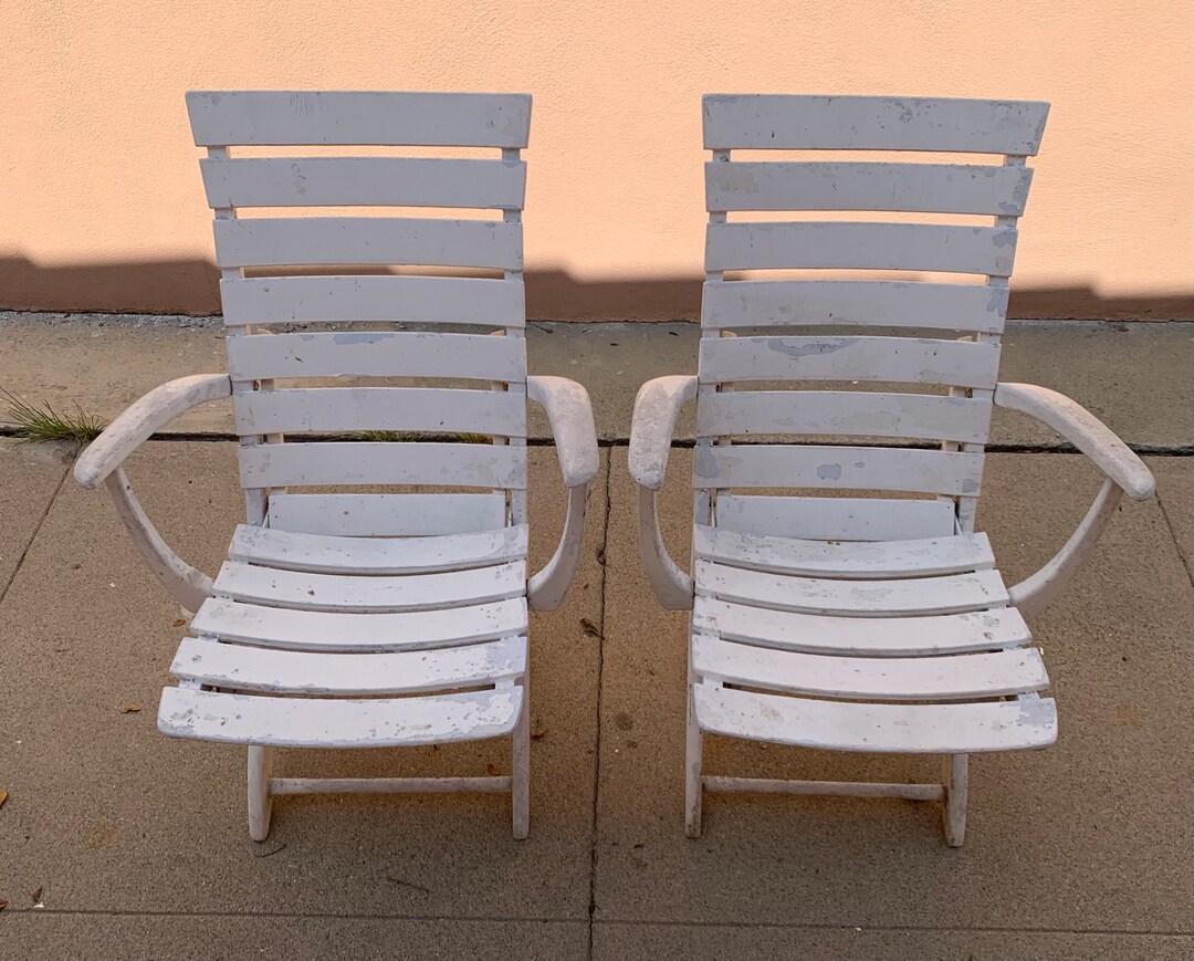 French Resin Deck Chairs, Set of 2 Etsy