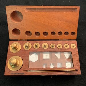 Vintage Brass Calibration Set in Wood Box
