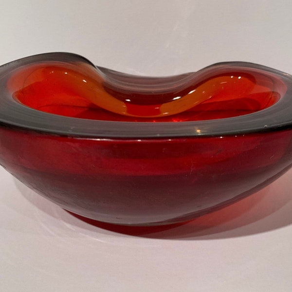 Murano Glass Ashtray Red