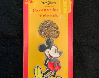 Vintage Mickey Mouse Necklace on Metal Chain