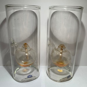Vintage Glass Kerosene Lamps, Pair
