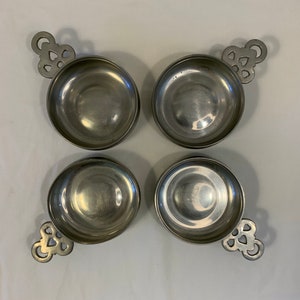 Vintage Pewter Porringer Bowl, Set 4