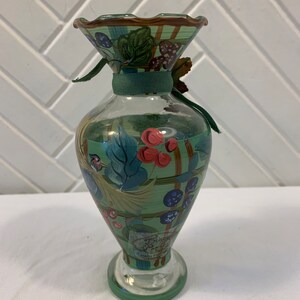 Hand Painted Glass Bud Vase