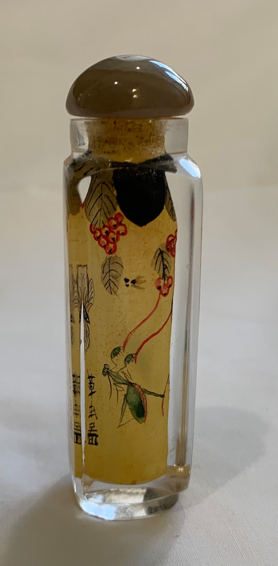 Vintage Chinese Painted Glass Perfume Bottle